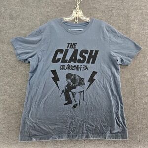 The Clash London Crime Fan art Japanese Characters Lightning Bolt T-Shirt Blue